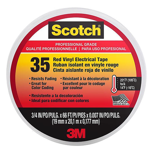 3M 10810-DL-2W Scotch 3/4 in. W x 66 ft. L Red Vinyl Electrical Tape