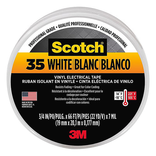3M 10828-DL-2W Scotch 3/4 in. W x 66 ft. L White Vinyl Electrical Tape