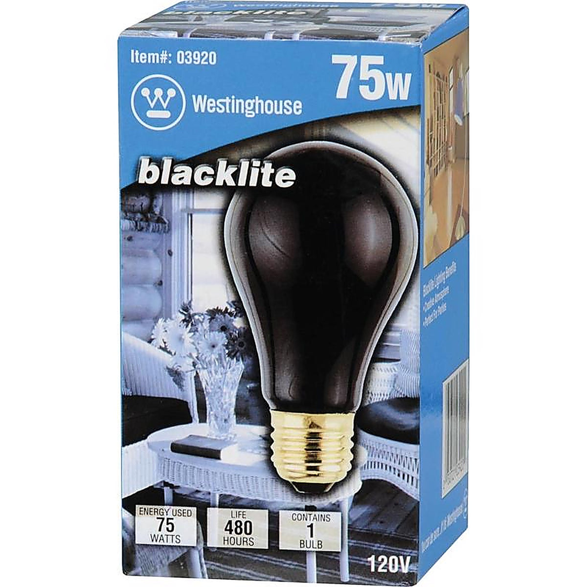Westinghouse - 0392048 - 75 W A19 A-Line Incandescent Bulb E26 (Medium) Black Light 1 Pack