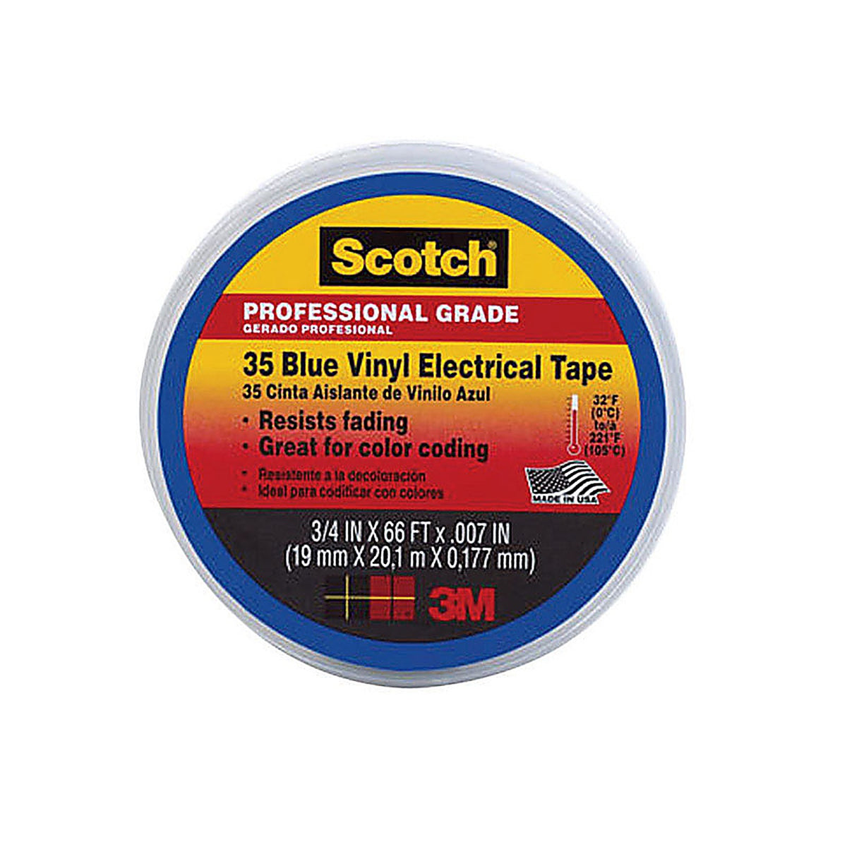 3M 10836-DL-10 Scotch 3/4 in. W x 66 ft. L Blue Vinyl Electrical Tape