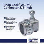 Sigma Electric - C-560 - Snap Lock 3/8 In. D Die-Cast Zinc Flex Connector for AC and Mc 25 Pack