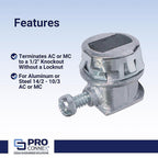 Sigma Electric - C-560 - Snap Lock 3/8 In. D Die-Cast Zinc Flex Connector for AC and Mc 25 Pack