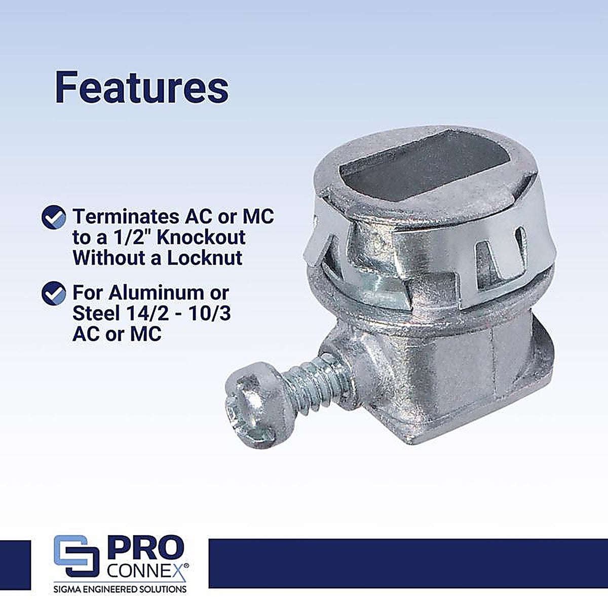 Sigma Electric - C-560 - Snap Lock 3/8 In. D Die-Cast Zinc Flex Connector for AC and Mc 25 Pack