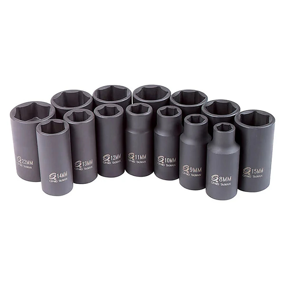 Sunex 3328 14/pc 3/8in. Drive Metric Mid-Depth Impact Socket Set