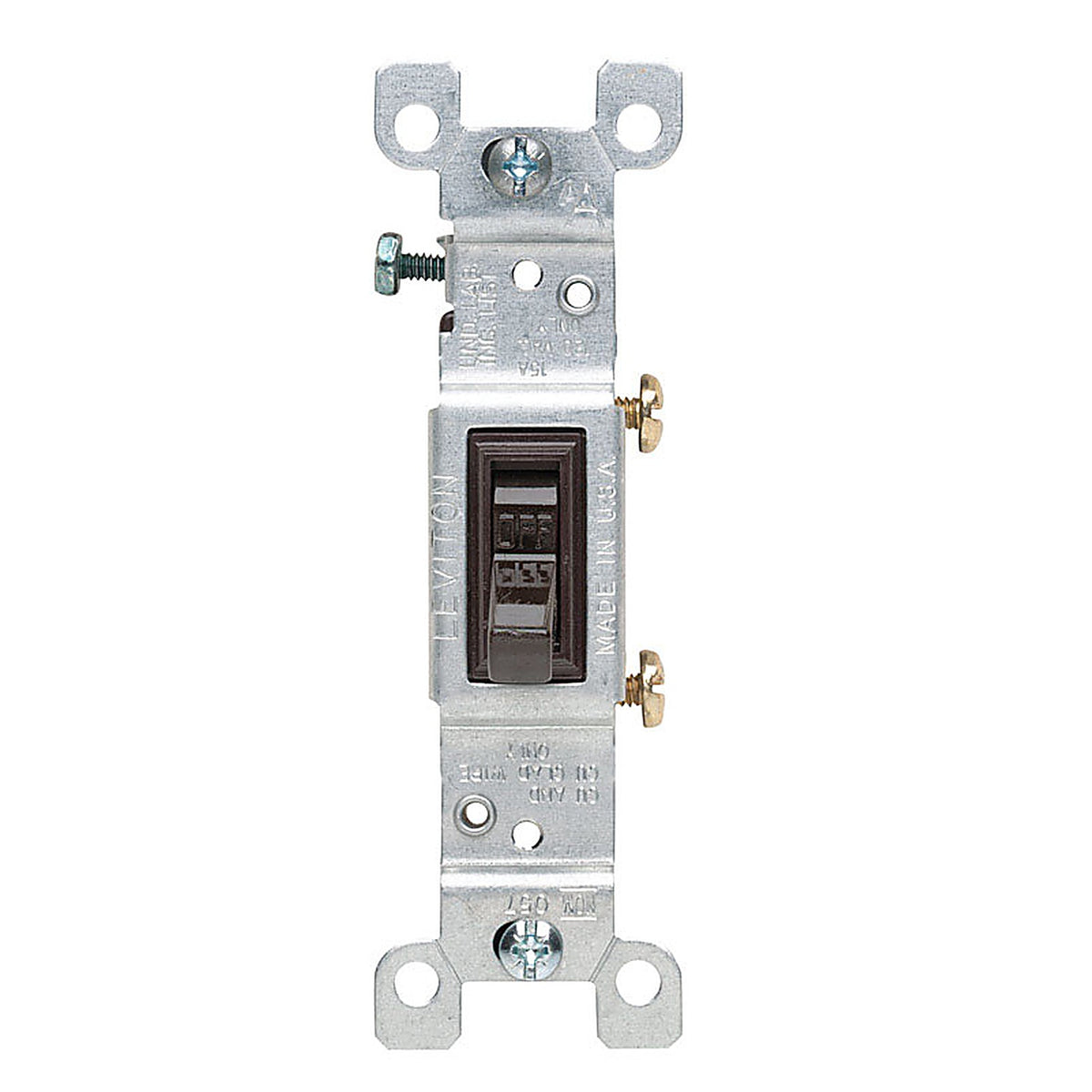 Leviton 01451-02S 15 amps Single Pole Toggle AC Quiet Switch Brown 1/Pack