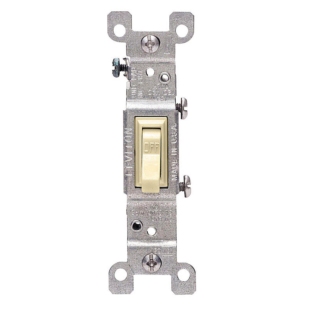 Leviton - 01451-2IS - 15 Amps Single Pole Toggle AC Quiet Switch Ivory 1 Pack