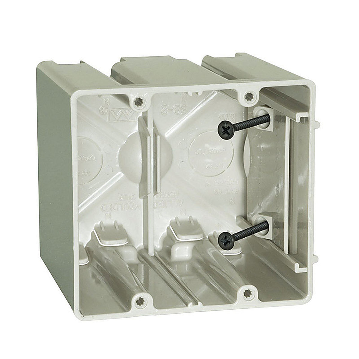 Allied Moulded - RSB-2 - Sliderbox New and Old Work 42 CU in Square Polycarbonate 2 Gang Outlet Box Beige