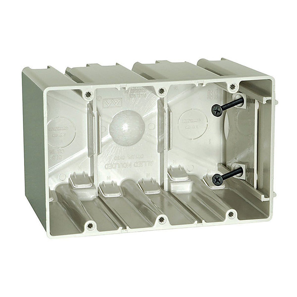 Allied Moulded - SB-3 - Sliderbox New and Old Work 61 CU in Rectangle Polycarbonate 3 Gang Outlet Box Beige