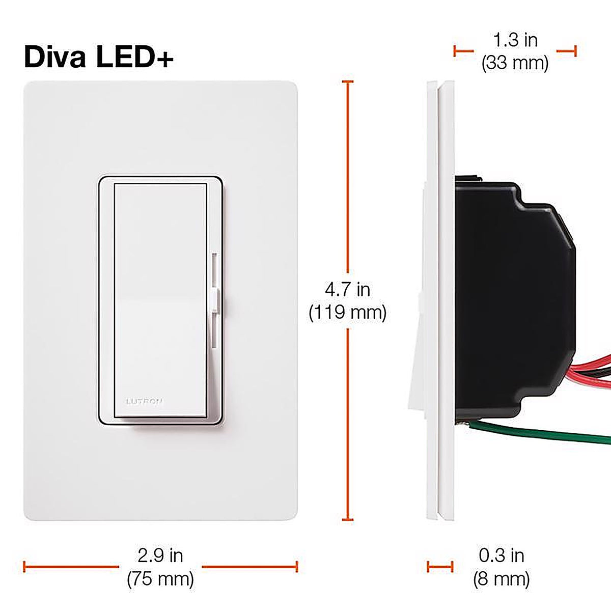 Lutron DVWCL-153PH-WH Diva White 150 watt 3-Way Dimmer Switch 1/Pack