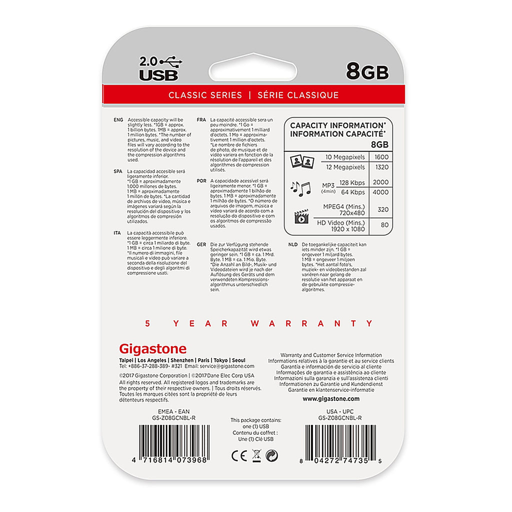 Gigastone GS-Z08GCNBL-R 8 USB Flash Drive 1 pk