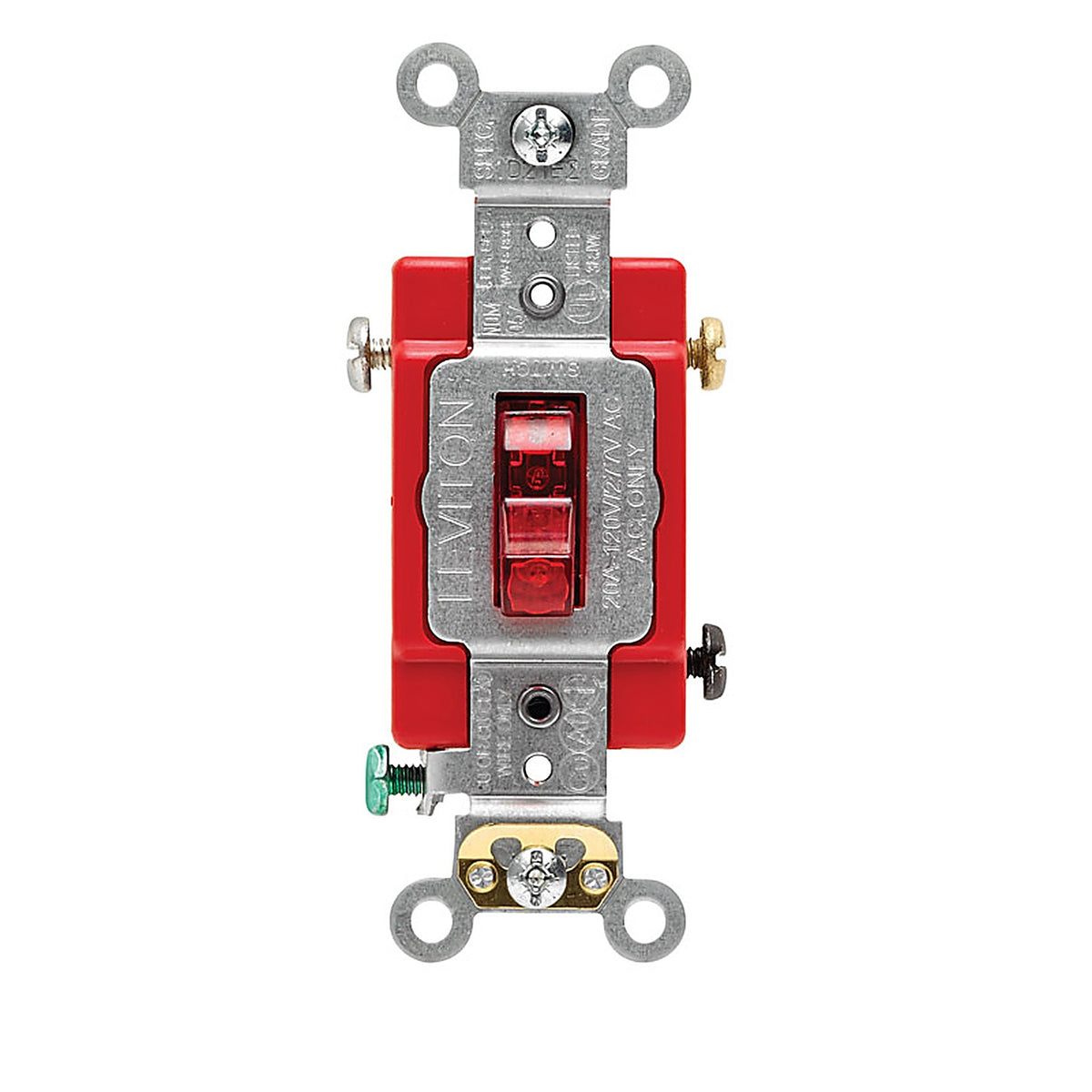 Leviton - 01221-PLR - Industrial 20 Amps Toggle Switch Red 1 Pack