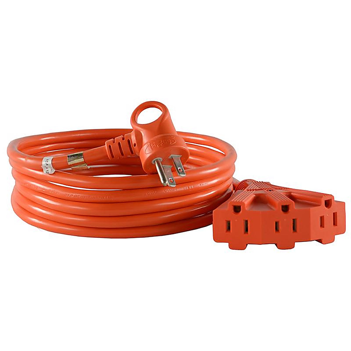 Conntek - 24342-144 - Indoor or Outdoor 12 Ft. L Orange Triple Outlet Cord 14/3 Sjtw