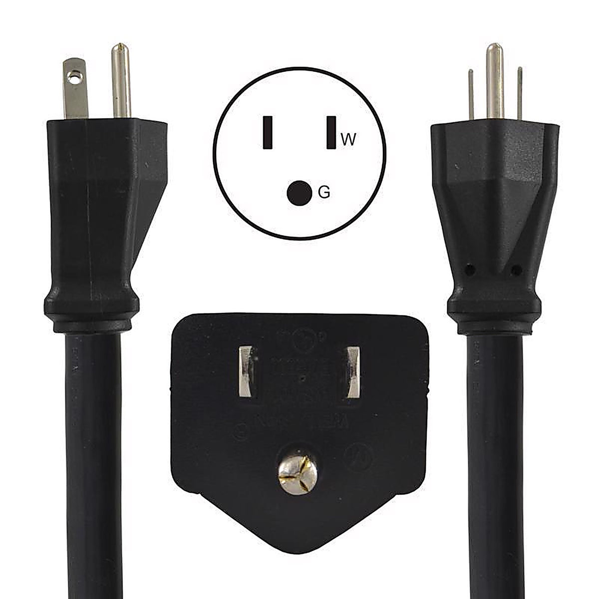 Conntek - 05361 - Indoor 6 Ft. L Black 1 to 3 Outlet Cord 14/3 SJT 18/3 Svt