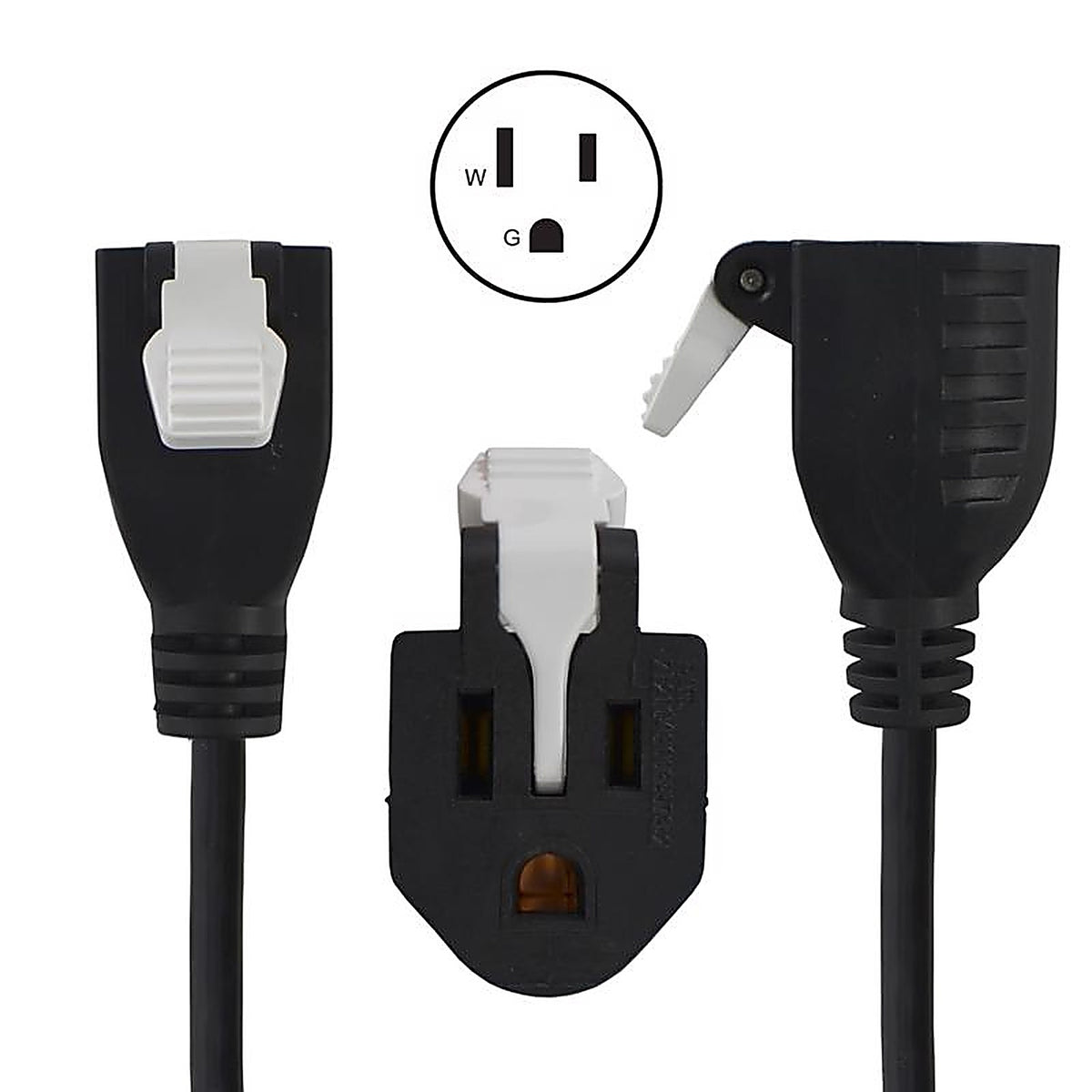 Conntek - 05361 - Indoor 6 Ft. L Black 1 to 3 Outlet Cord 14/3 SJT 18/3 Svt