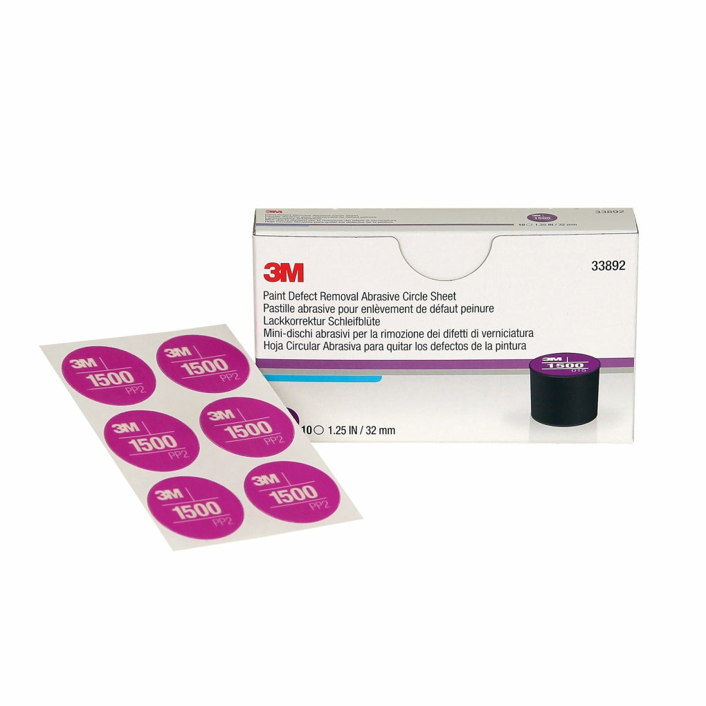 3M 33892 Paint Defect Removal Abrasive 1500 Circle, 32 mm, 10 sheets per box 60455083059