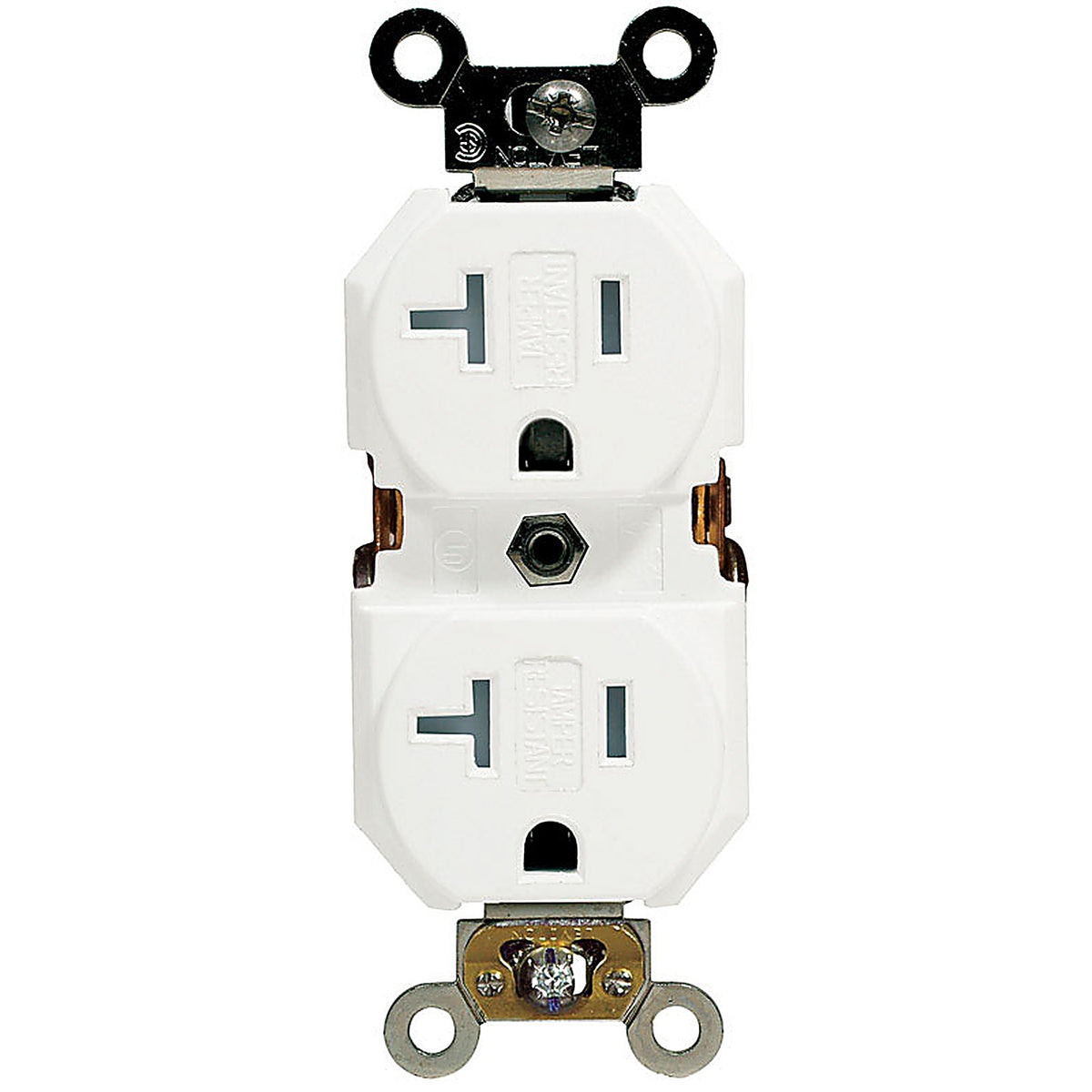 Leviton - TBR20-00W - 20 Amps 125 V Duplex White Outlet 5-20R 1 Pack