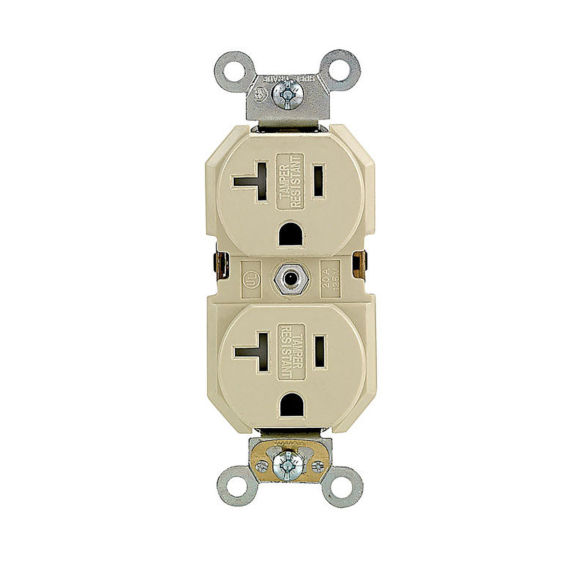 Leviton - TBR20-00I - 20 Amps 125 V Duplex Ivory Outlet 5-20R 1 Pack