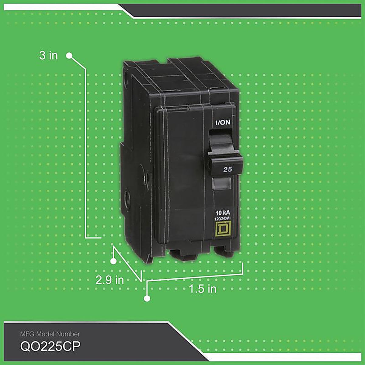 Square D - QO225CP - Qo 25 Amps Plug in 2-Pole Circuit Breaker