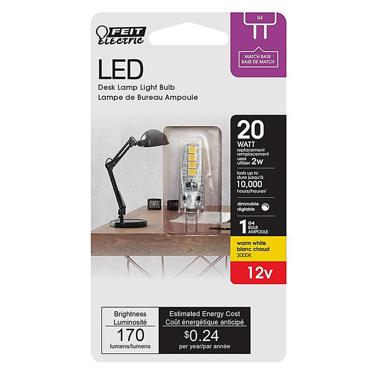 Feit Electric BP20G4/830/LED G4 G4 LED Bulb Warm White 1 pk