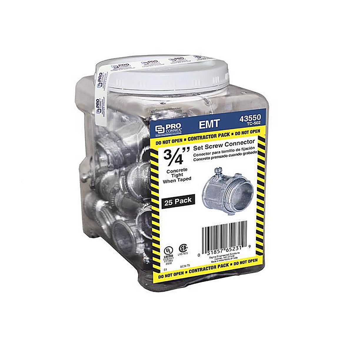 Sigma Electric TC-502 3/4 in. Dia. Die-Cast Zinc Set Screw Connector For EMT 25/Pack