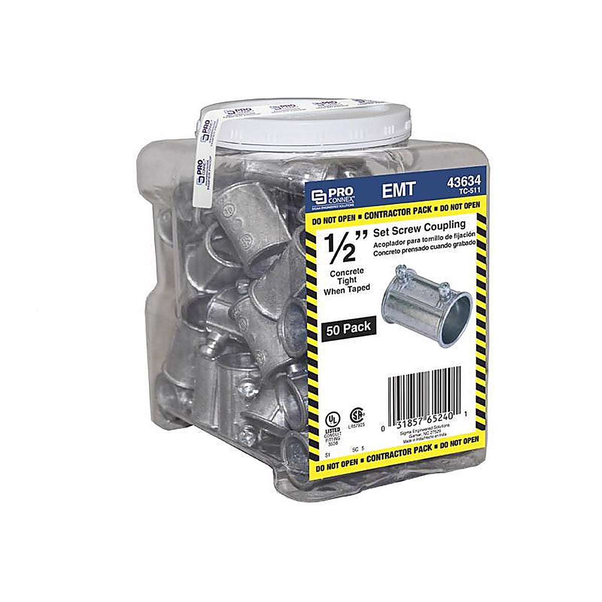 Sigma Electric TC-511 1/2 in. Dia. Die-Cast Zinc Set Screw Coupling For EMT 50/Pack