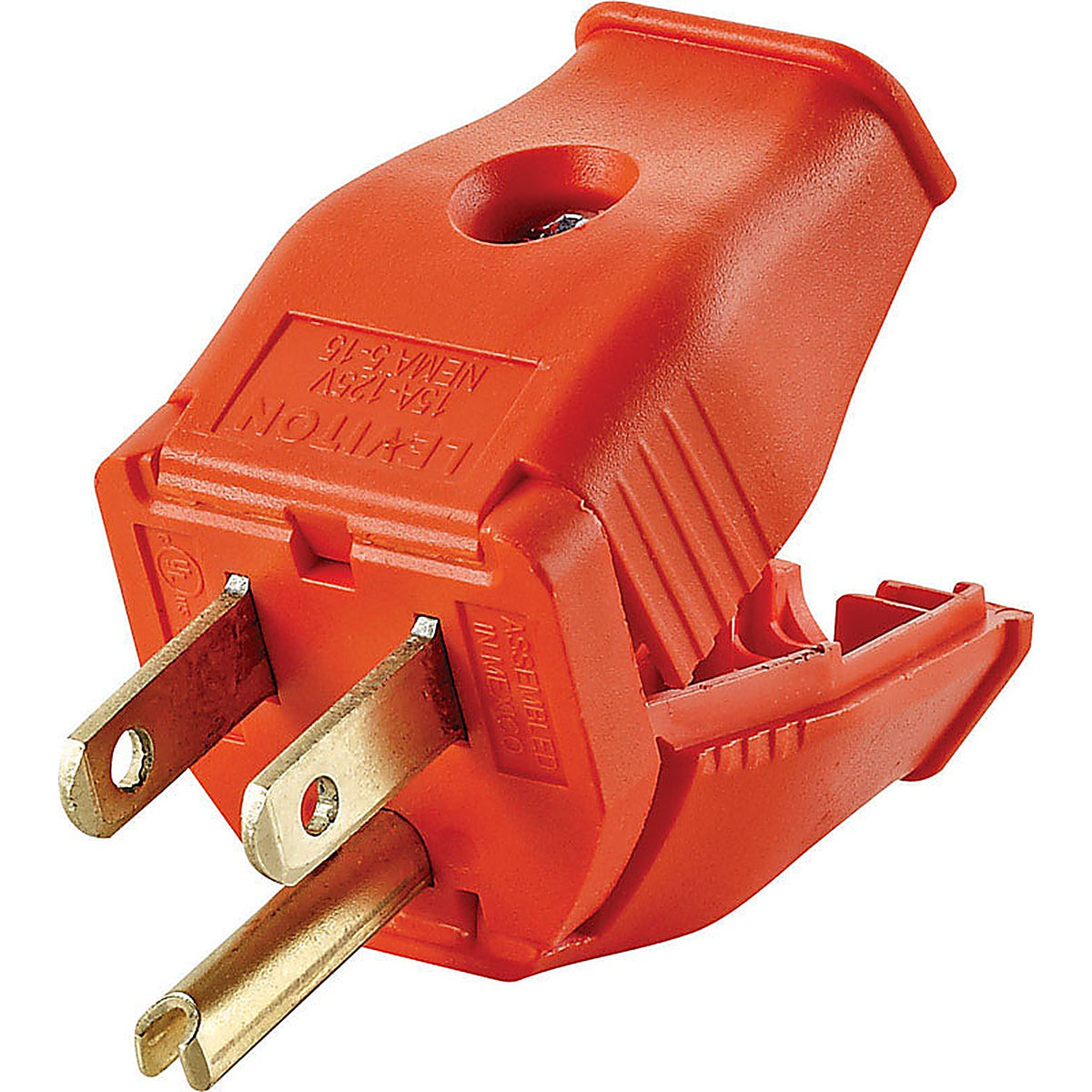 Leviton 3W101-0OR Commercial and Residential Thermoplastic Ground/Straight Blade Plug 5-15P 18-12 AWG 2 Pole 3 Wire