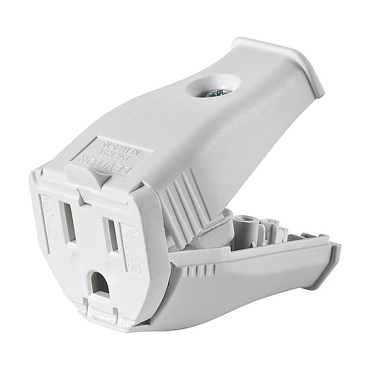 Leviton 3W102-0WH Commercial and Residential Thermoplastic Straight Blade Connector 5-15R 2 Pole 3 Wire