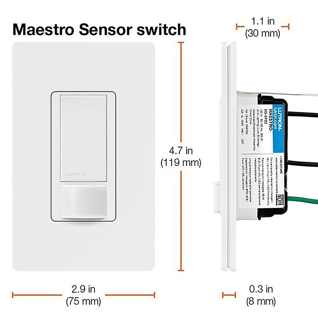 Lutron MS-OPS2H-IV Maestro Occupancy Single pole Motion Sensor Switch Ivory 1/Pack