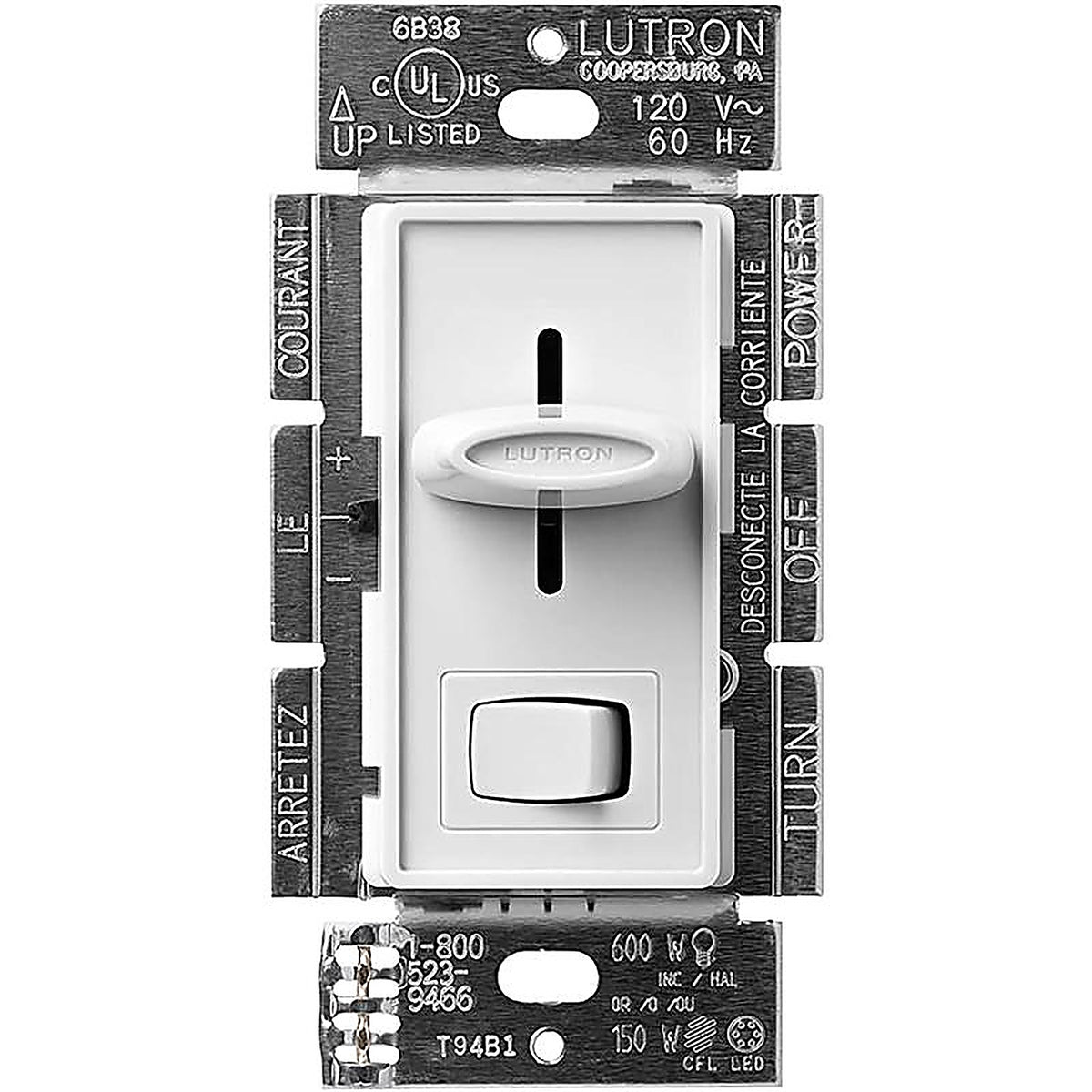 Lutron SCL-153PH-WH Skylark White 150 watt 3-Way Dimmer Switch 1/Pack