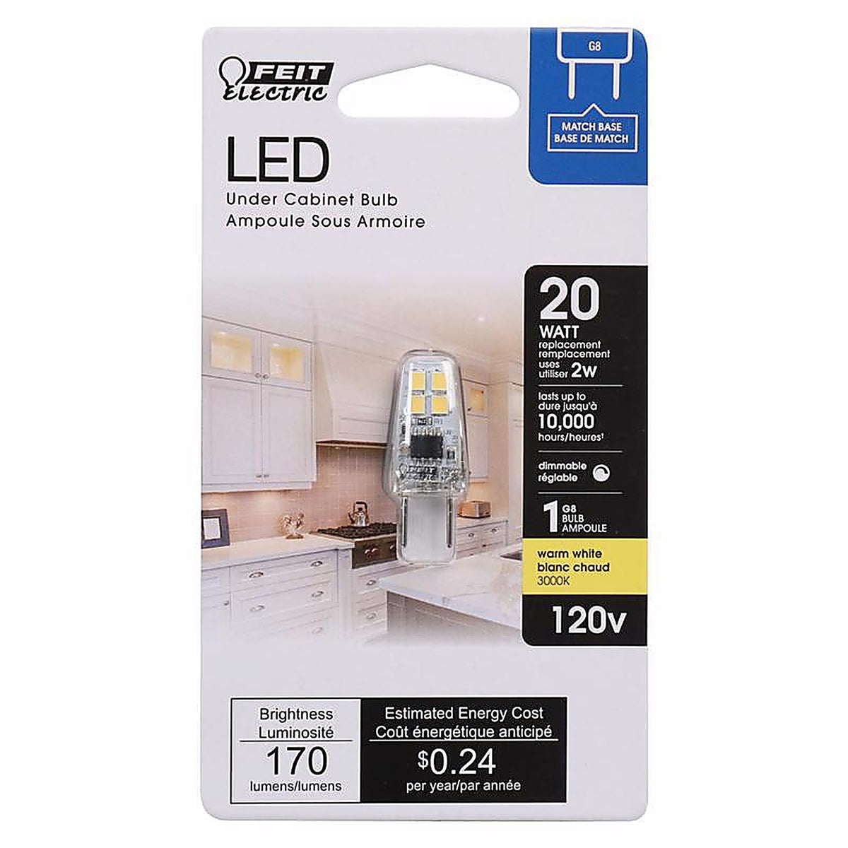 Feit Electric BP20G8/830/LED T4 G8 LED Bulb Warm White 20 W 1 pk