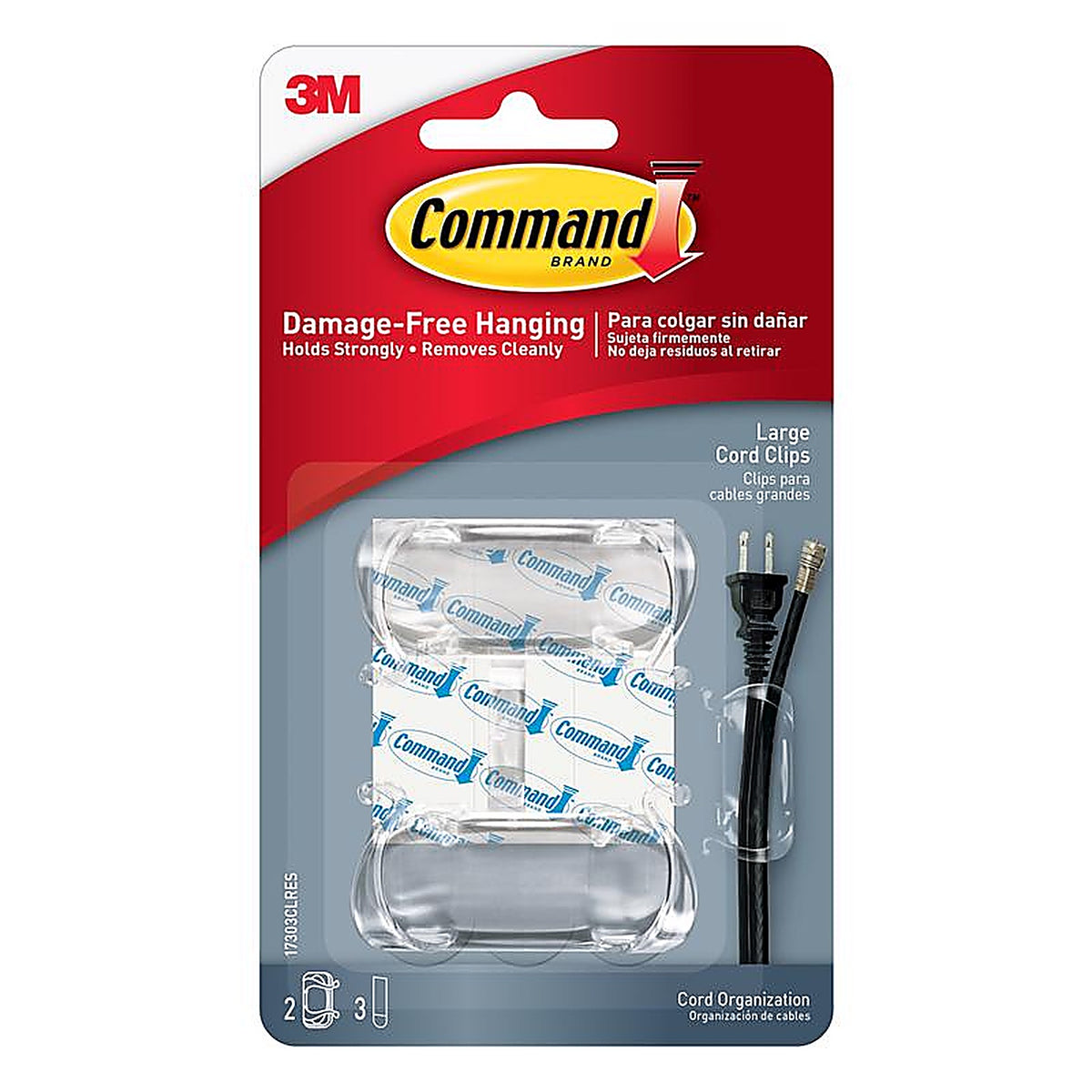 3M - 17303CLRES - Command 0.5 In. L Clear Plastic Cord Clips