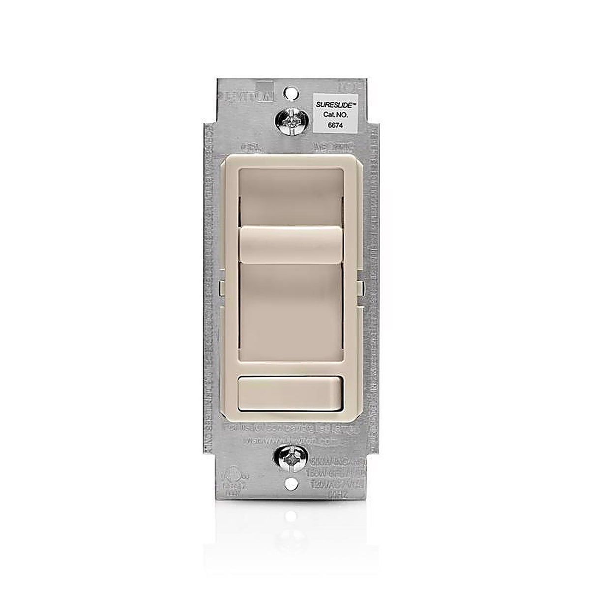 Leviton R68-06674-P0T SureSlide Light Almond 600 watt Preset Slide Dimmer Switch 1/Pack