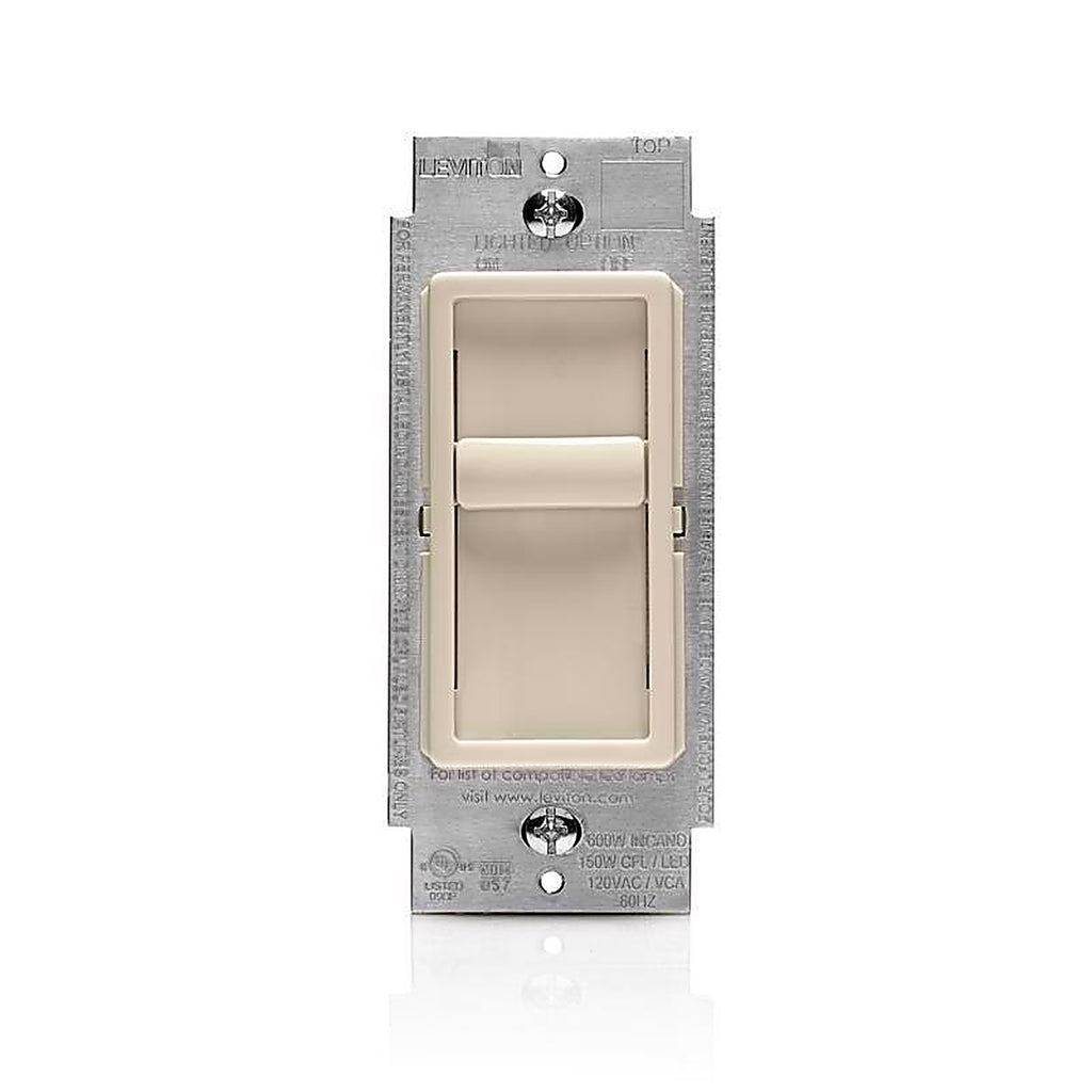 Leviton C28-06672-1LT Decora SureSlide Light Almond 600 watt Slide Dimmer Switch 1/Pack