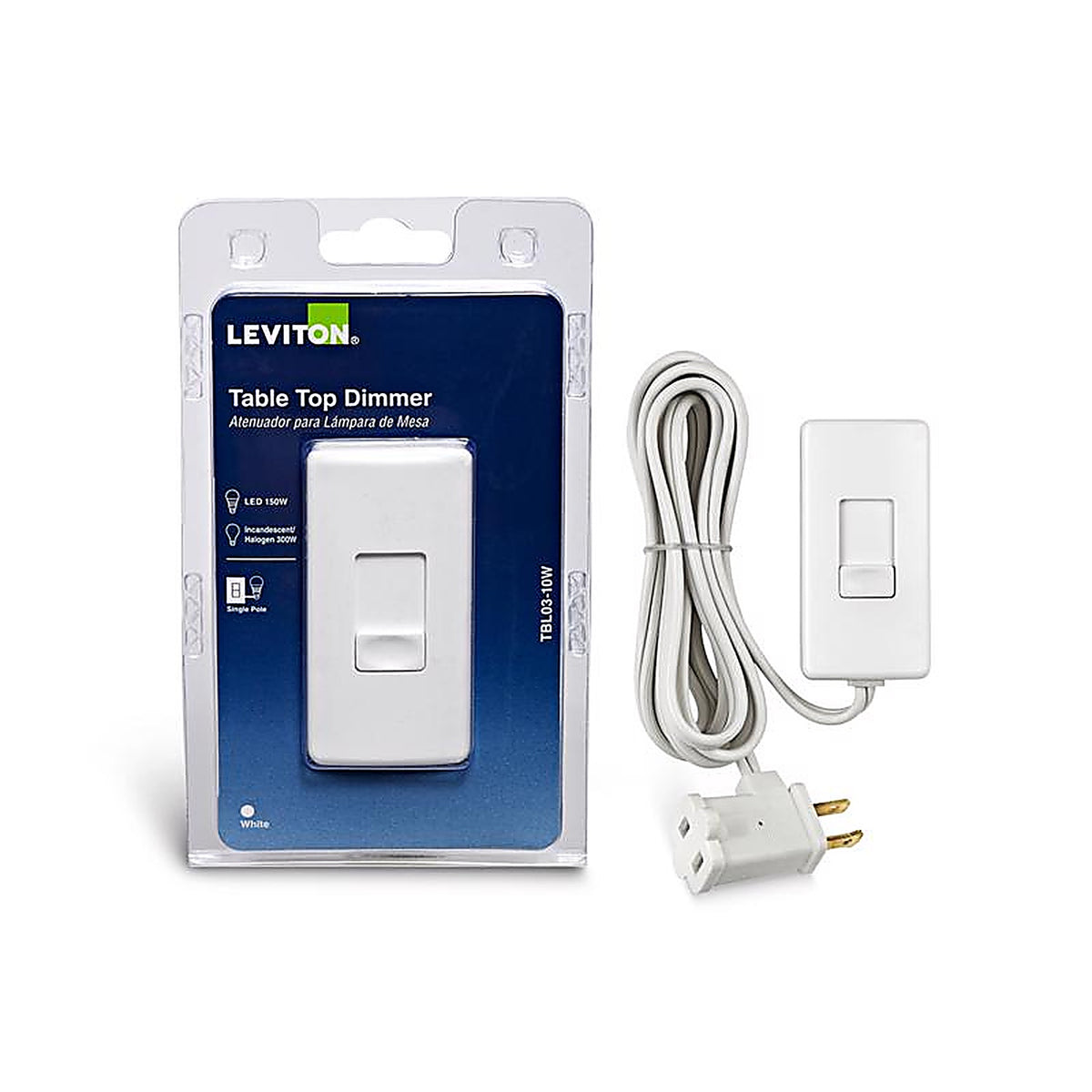 Leviton R12-TBL03-10W White 150/300 watt Slide Dimmer 1/Pack