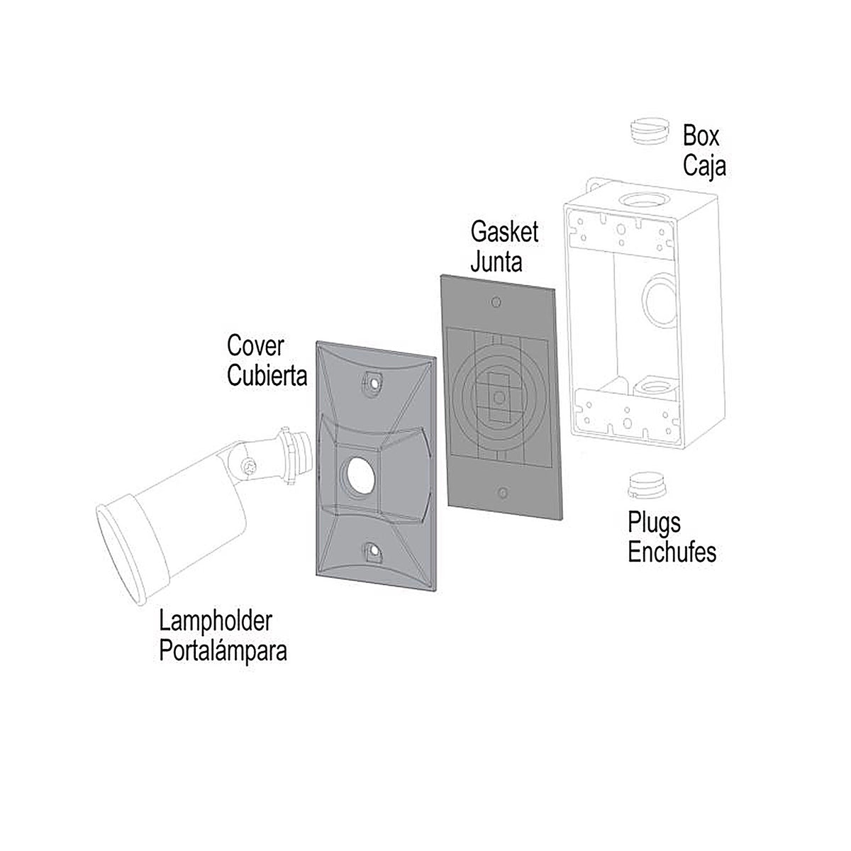 Sigma Electric 14371 Rectangle Metal 1 gang Lampholder Cover For Wet Locations