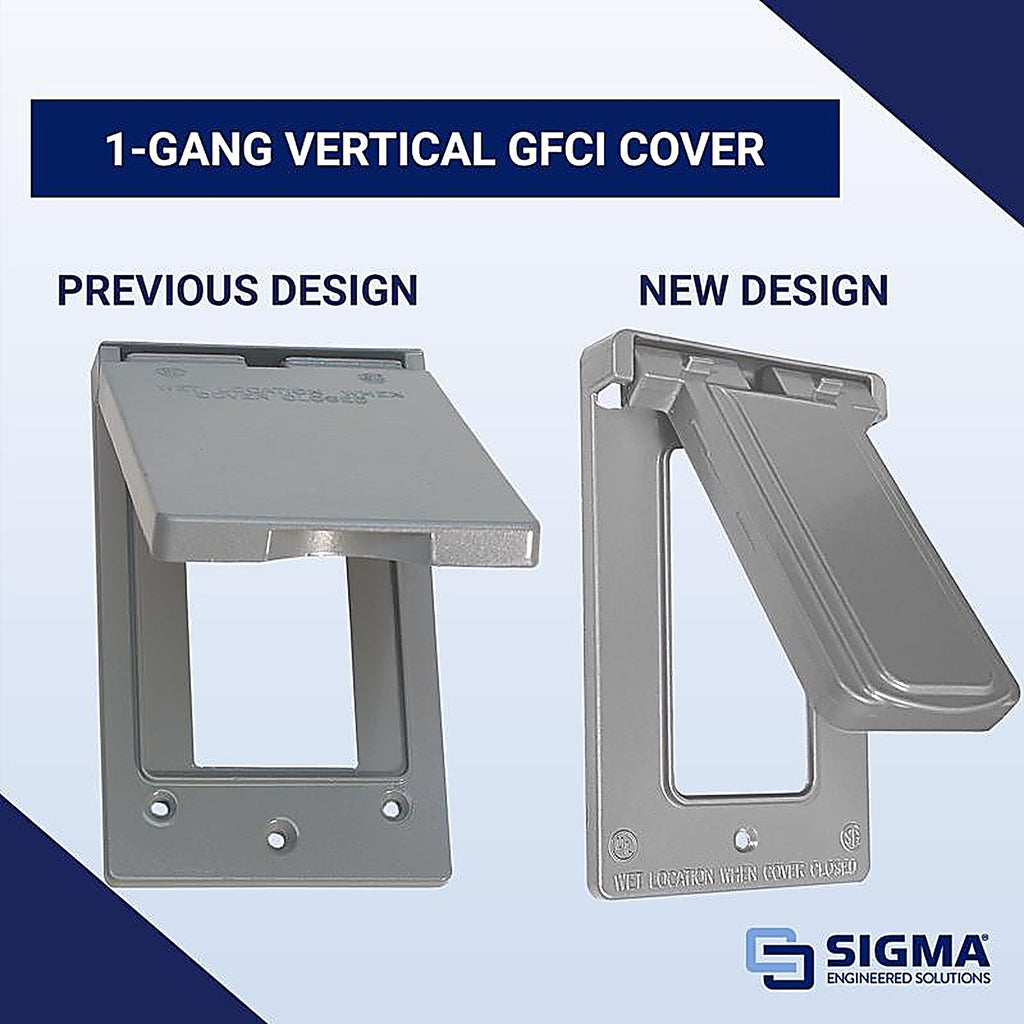 Sigma Electric 14248 Rectangle Metal 1 gang Vertical GFCI Cover For Wet Locations