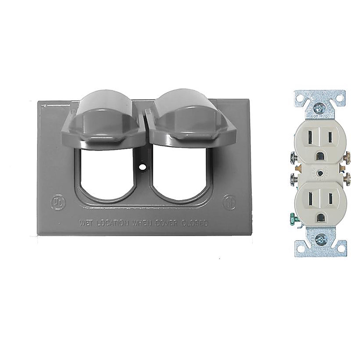 Sigma Electric 14227 Rectangle Metal 1 gang Duplex Outlet Kit For Wet Locations