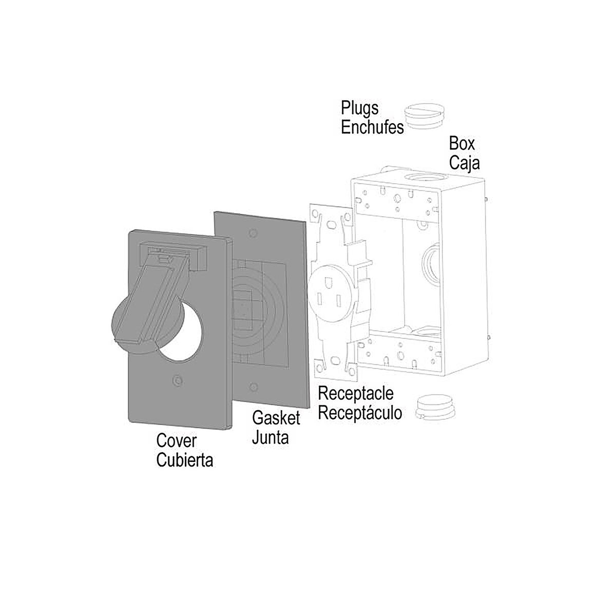 Sigma Electric 14224 Rectangle Metal 1 gang 15/20 Amp Receptacle Cover For Wet Locations