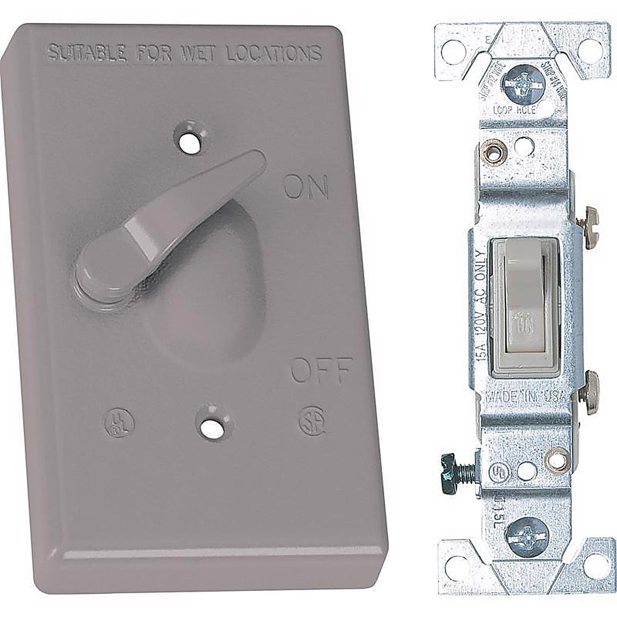 Sigma Electric 14216 Rectangle Metal 1 gang Toggle Switch and Cover For Wet Locations