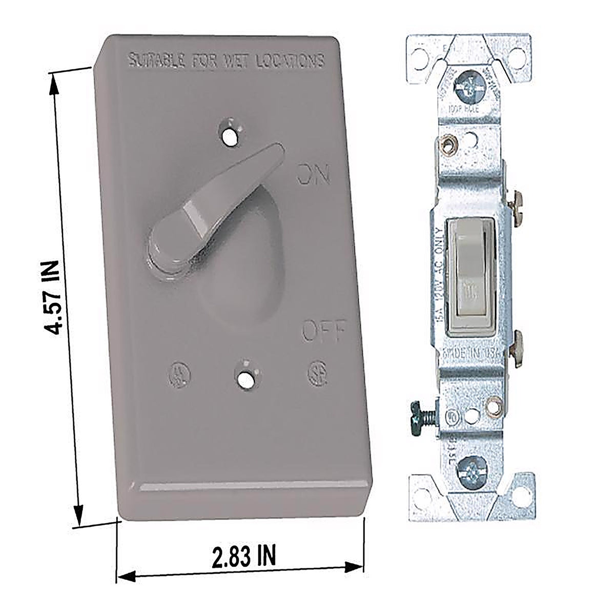 Sigma Electric 14216 Rectangle Metal 1 gang Toggle Switch and Cover For Wet Locations