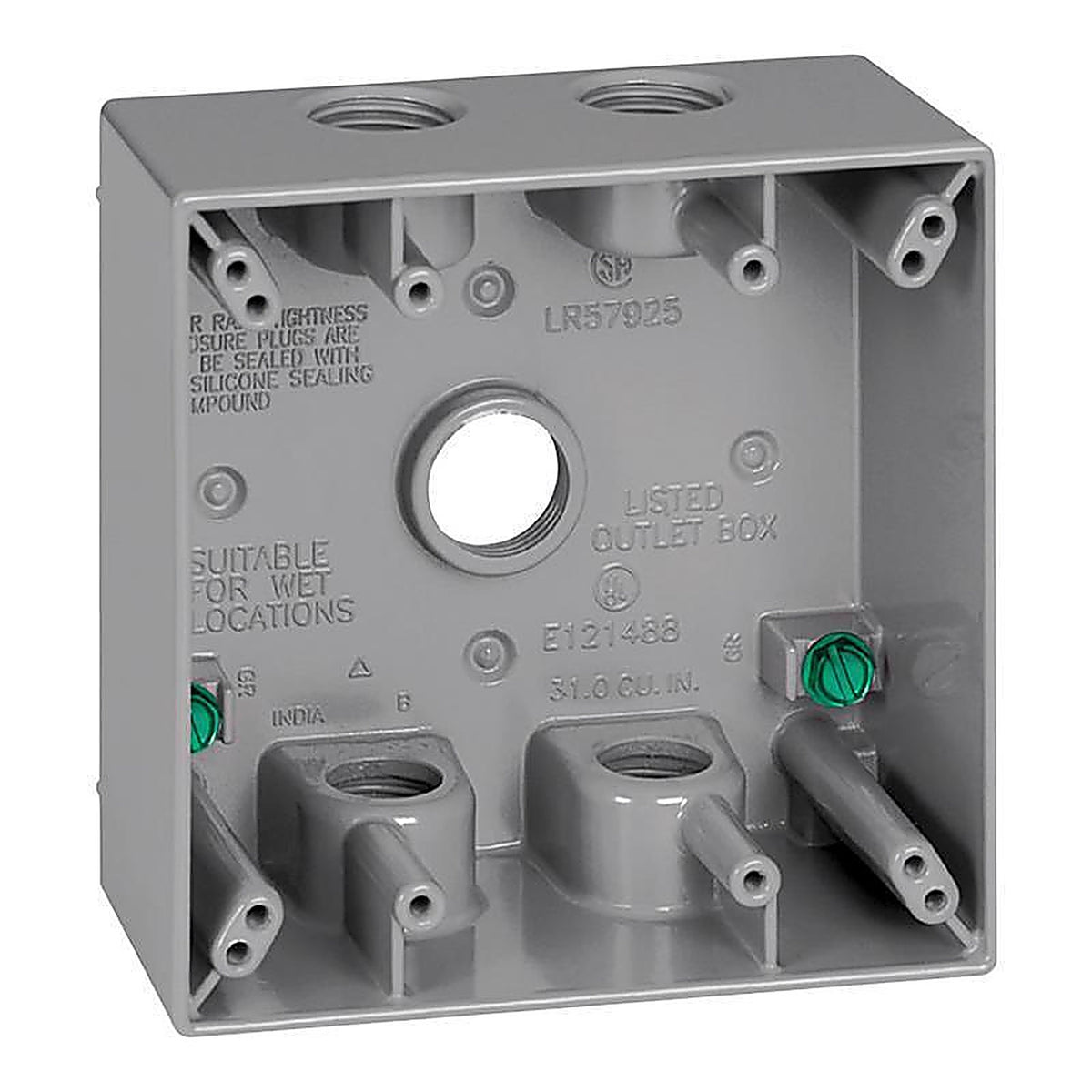 Sigma Electric 14353-5 4-1/2 in. Square Metallic 2 gang Weatherproof Box Gray