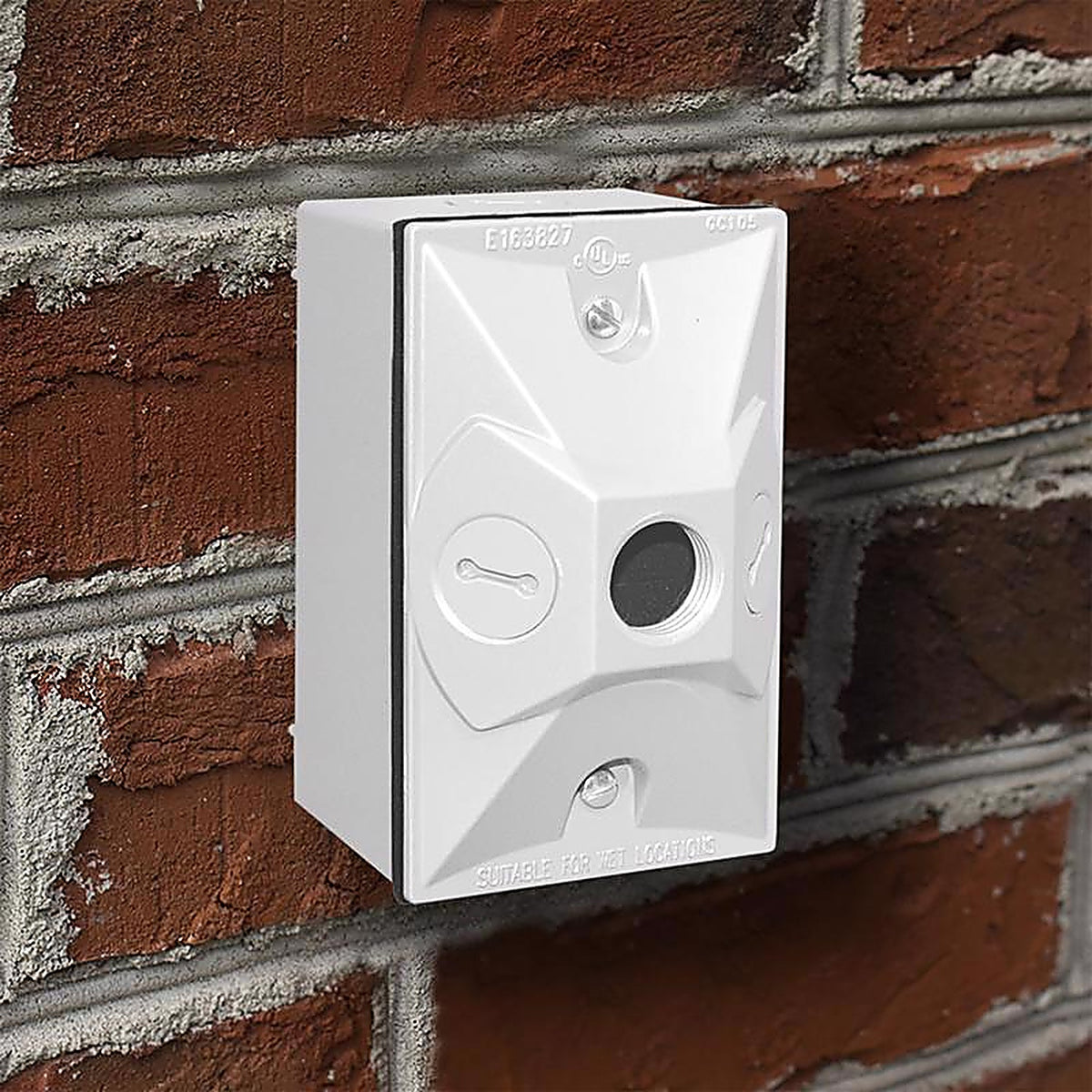 Sigma Electric 14373WH Rectangle Metal 1 gang Lampholder Cover For Wet Locations
