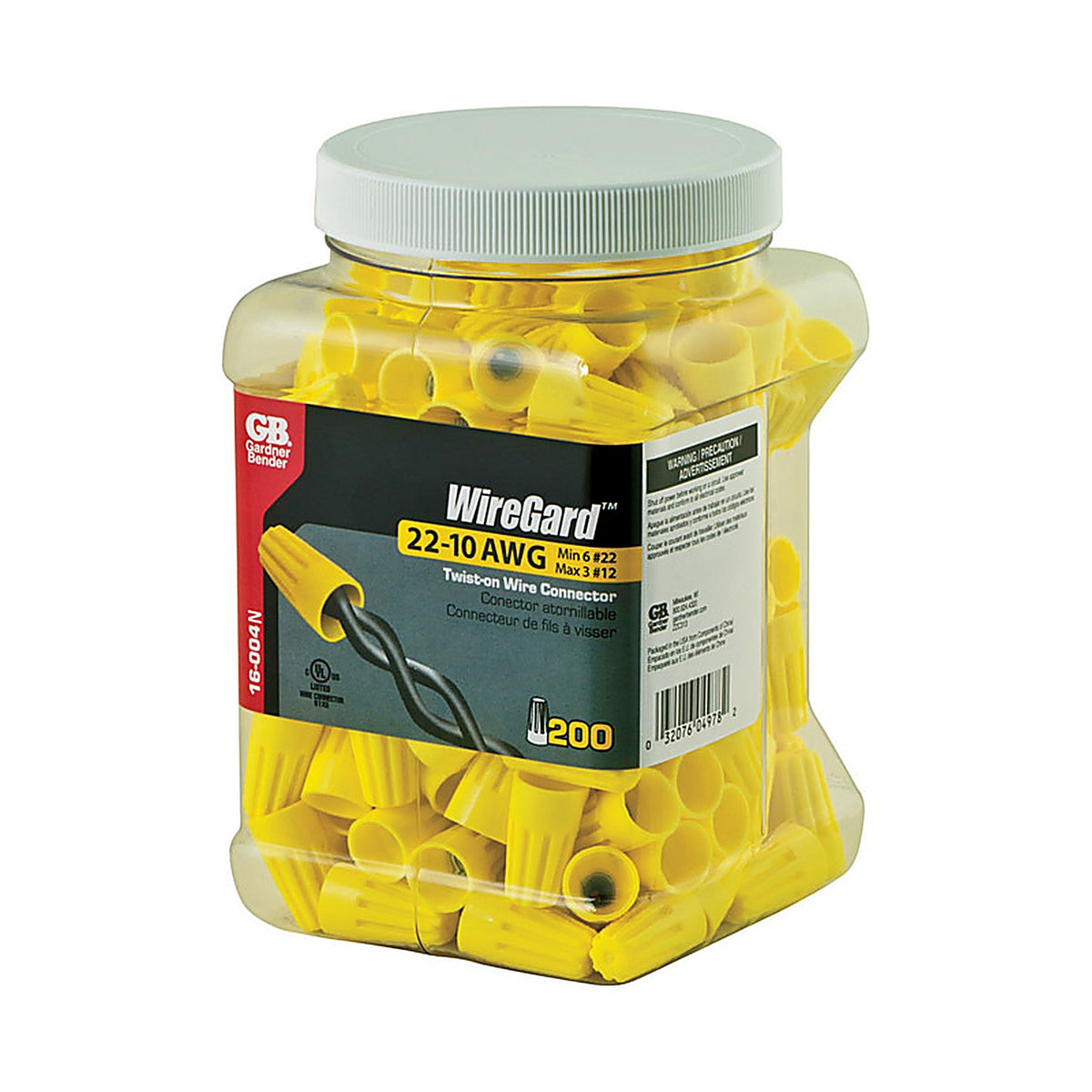 Gardner Bender 16-004N WireGard 18-10 Ga. Copper Wire Wire Connectors Yellow 200/Pack