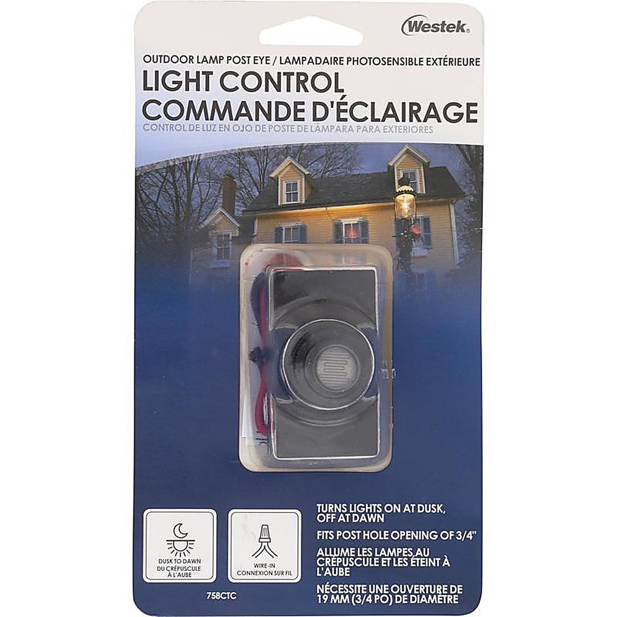 Amertac 758CTC-4 Black Photoelectric Eye Light Control 1/Pack