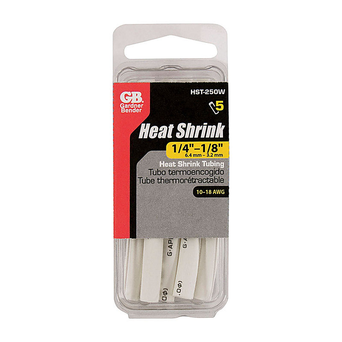 Gardner Bender HST-250W 1/4 in. Dia. Heat Shrink Tubing White 5/Pack