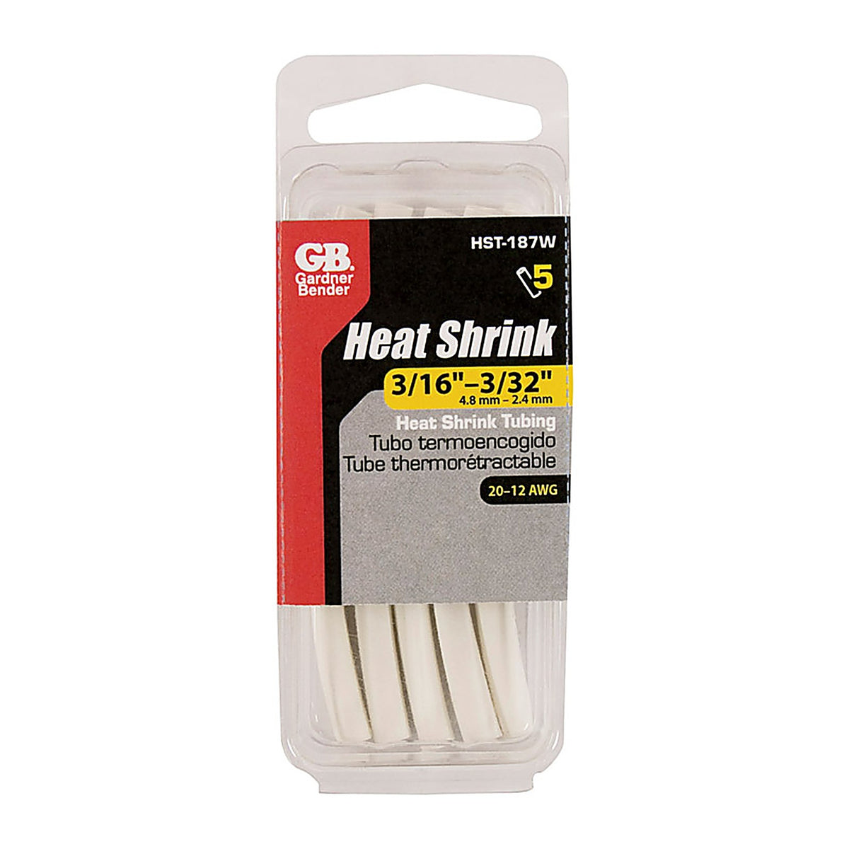 Gardner Bender HST-187W 3/16 in. Dia. Heat Shrink Tubing White 5/Pack