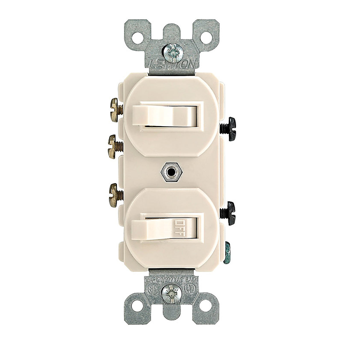 Leviton - 05241-0TS - 15 Amps Single Pole or 3-Way Rocker Duplex Combination Switch Light Almond 1 Pack