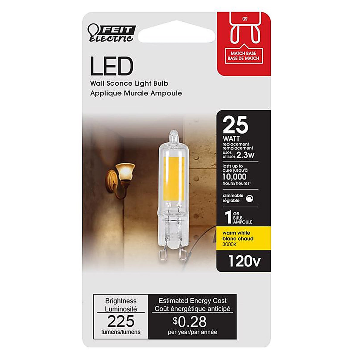 Feit Electric BP25G9/830/LED Wedge G9 LED Bulb Soft White 25 W 1 pk