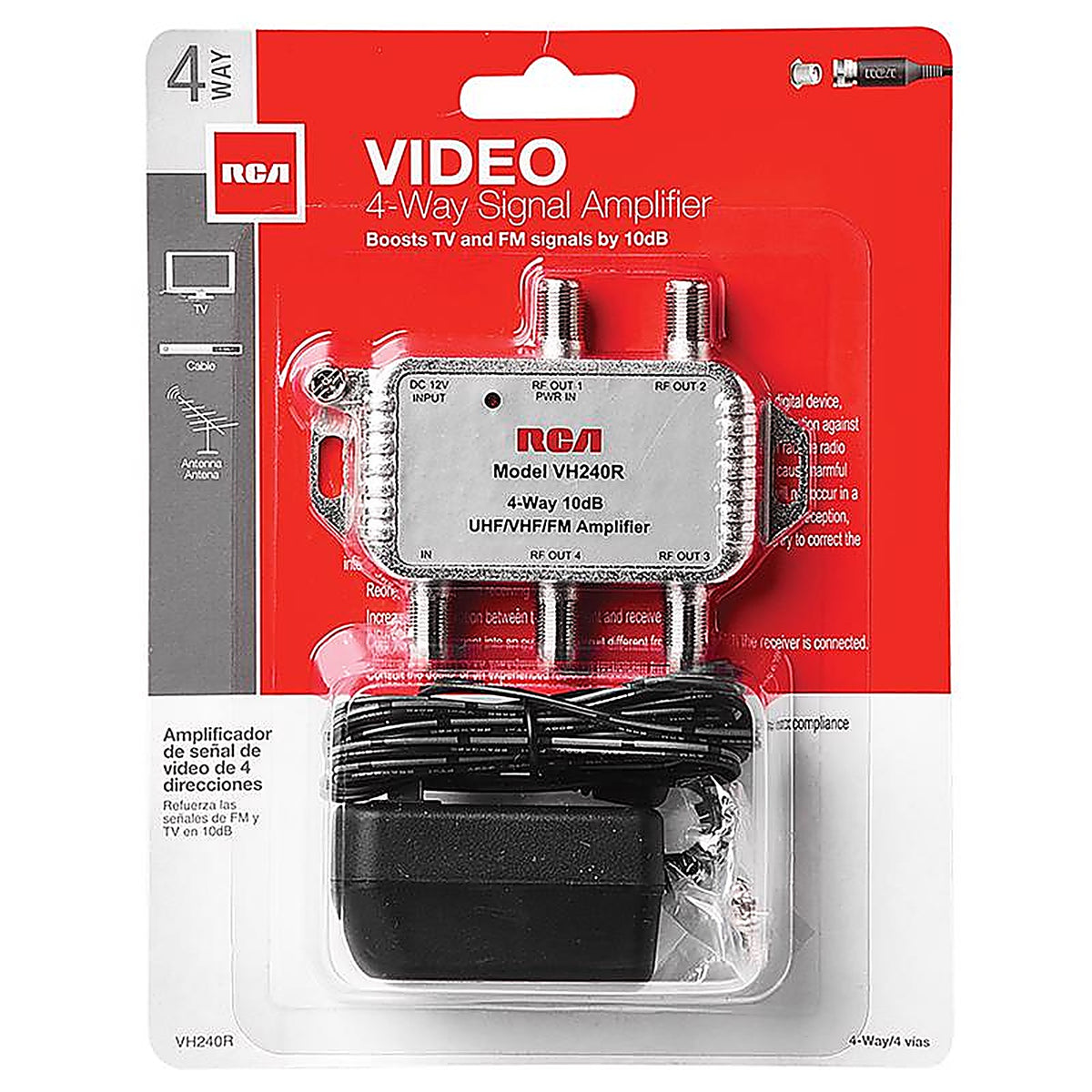 RCA VH240R Indoor TV 2 Port Distribution Amplifier 1/Pack