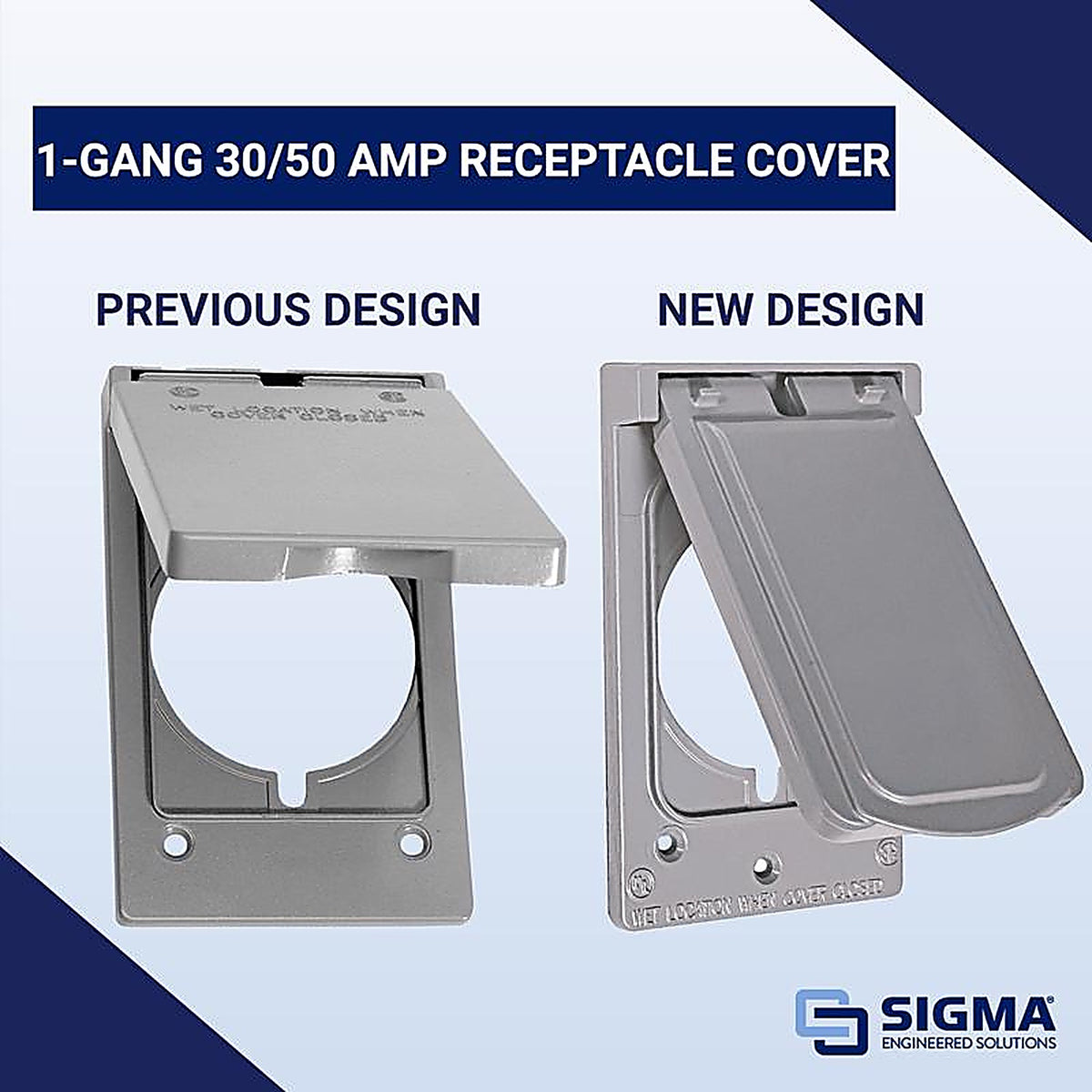 Sigma Electric 14244 Rectangle Metal 1 gang 30/50 Amp Receptacle Cover For Wet Locations